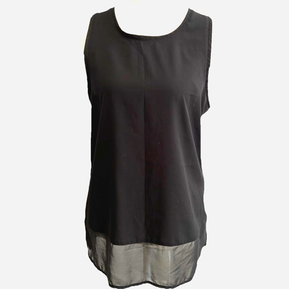 Minimalist Black Blouse Tank Top Med Sheer Lightweight Banana Republic Office